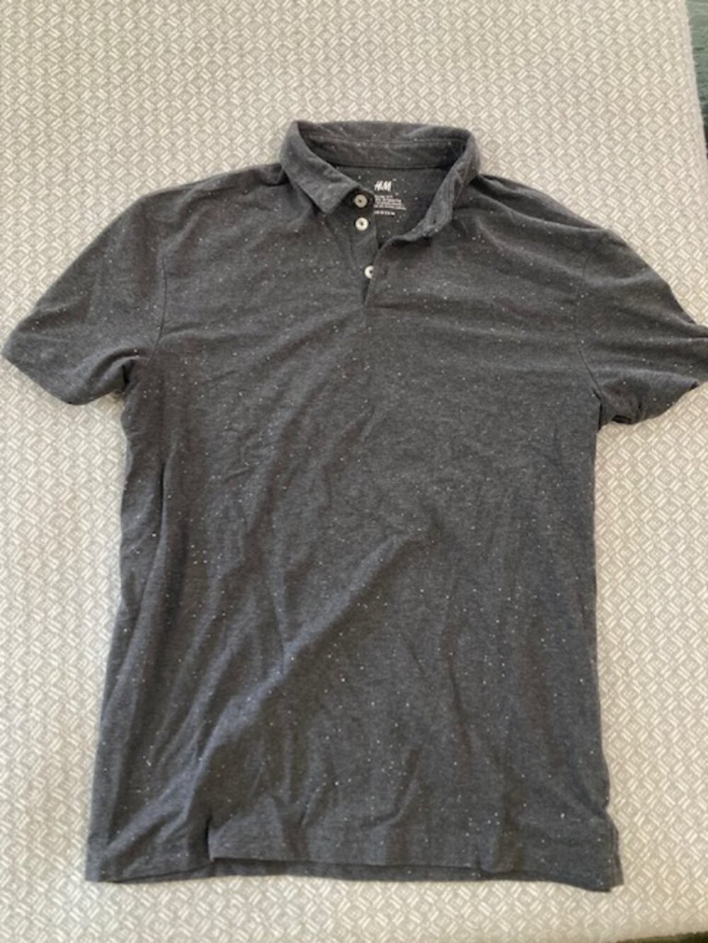 H&M Men's Heathered Gray Polo Size Medium